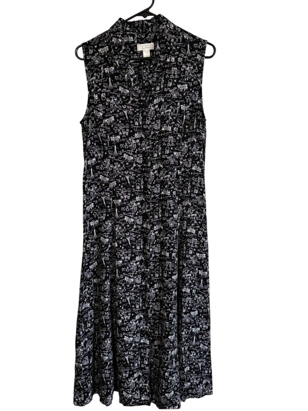 Sleeveless Black & White Printed Maxi Dress
